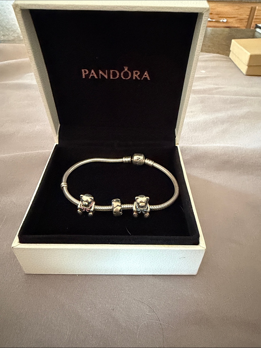 Pandora Silver Bracelet with Teddy Bear Charms